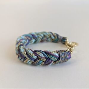 Kendra Scott Maisie Braided Cord Chain Bracelet Gold Tone Mixed Material Texture